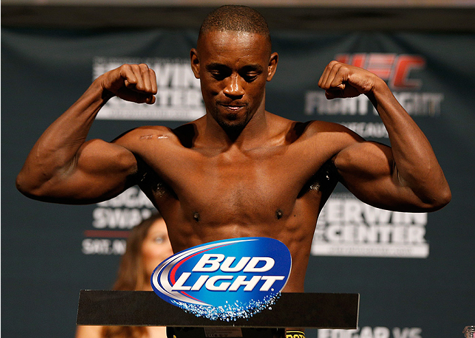 AUSTIN, TX - NOVEMBER 21:  Yves Edwards of the Bahamas weighs in during the UFC weigh-in at The Frank Erwin Center on November 21, 2014 in Austin, Texas.  (Photo by Josh Hedges/Zuffa LLC/Zuffa LLC via Getty Images)