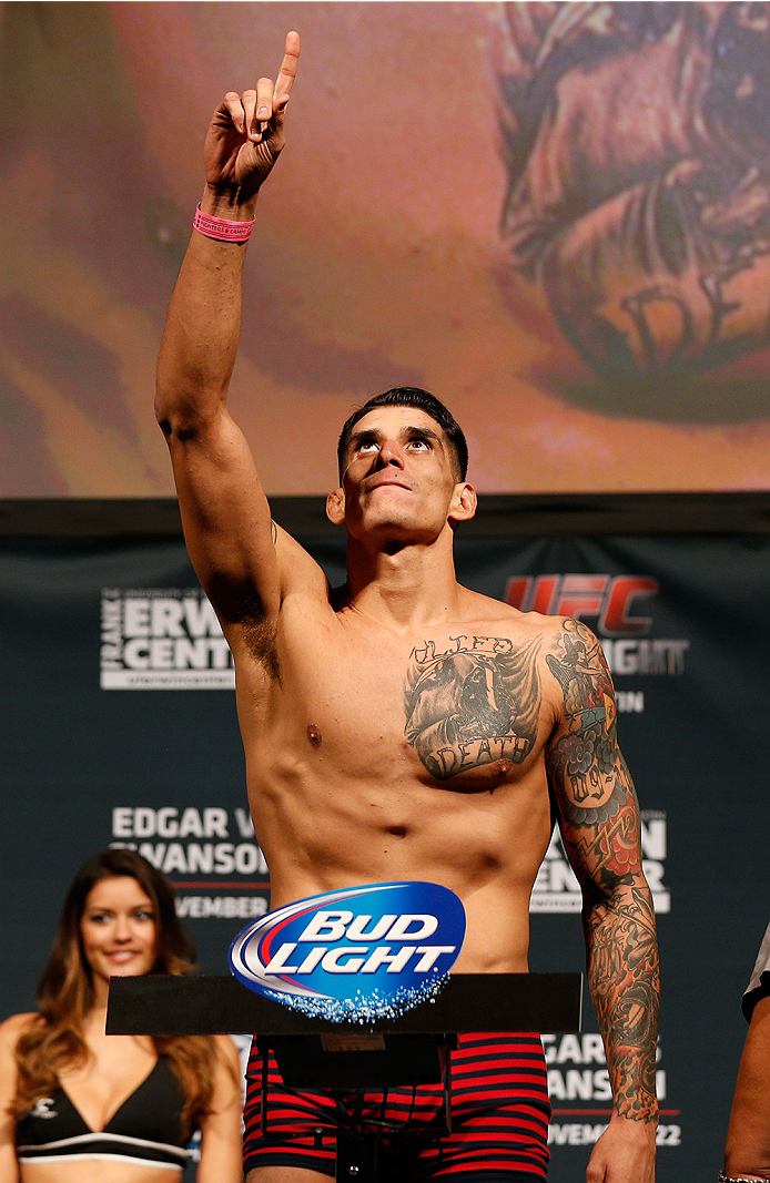 AUSTIN, TX - NOVEMBER 21: Roger Narvaez weighs in during the UFC weigh-in at The Frank Erwin Center on November 21, 2014 in Austin, Texas. (Photo by Josh Hedges/Zuffa LLC/Zuffa LLC via Getty Images)