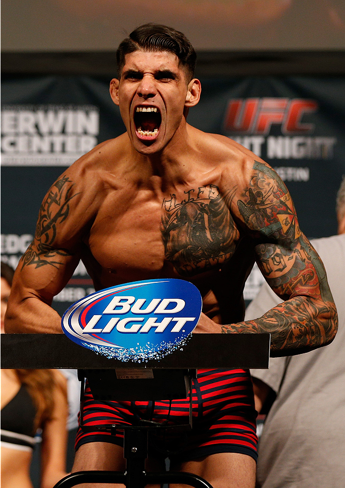AUSTIN, TX - NOVEMBER 21: Roger Narvaez weighs in during the UFC weigh-in at The Frank Erwin Center on November 21, 2014 in Austin, Texas. (Photo by Josh Hedges/Zuffa LLC/Zuffa LLC via Getty Images)