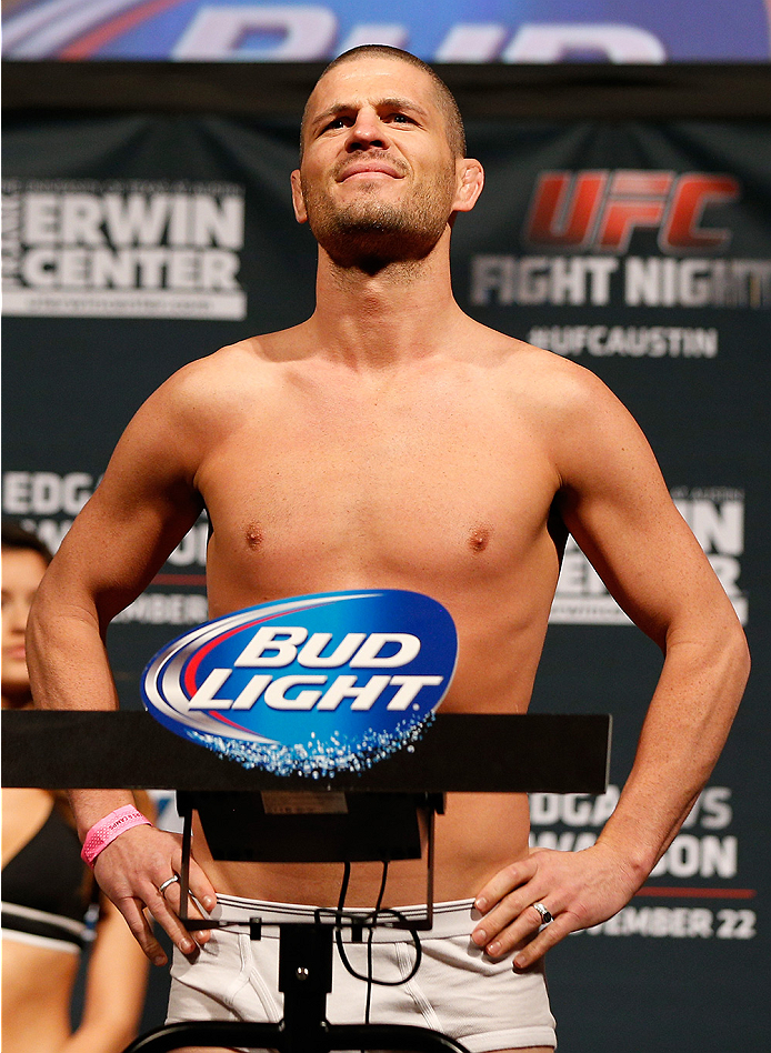 AUSTIN, TX - NOVEMBER 21: Matt Wiman weighs in during the UFC weigh-in at The Frank Erwin Center on November 21, 2014 in Austin, Texas. (Photo by Josh Hedges/Zuffa LLC/Zuffa LLC via Getty Images)