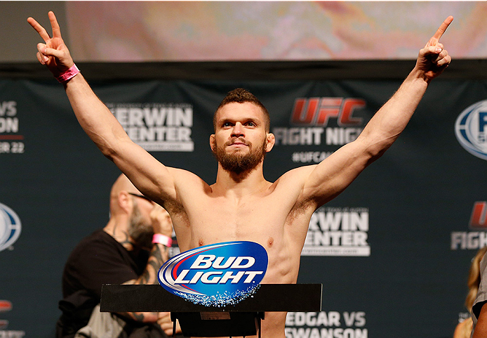 AUSTIN, TX - NOVEMBER 21:  Dustin Ortiz weighs in during the UFC weigh-in at The Frank Erwin Center on November 21, 2014 in Austin, Texas.  (Photo by Josh Hedges/Zuffa LLC/Zuffa LLC via Getty Images)