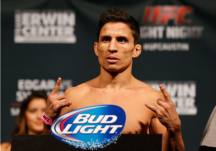 AUSTIN, TX - NOVEMBER 21: Joseph Benavidez weighs in during the UFC weigh-in at The Frank Erwin Center on November 21, 2014 in Austin, Texas. (Photo by Josh Hedges/Zuffa LLC/Zuffa LLC via Getty Images)