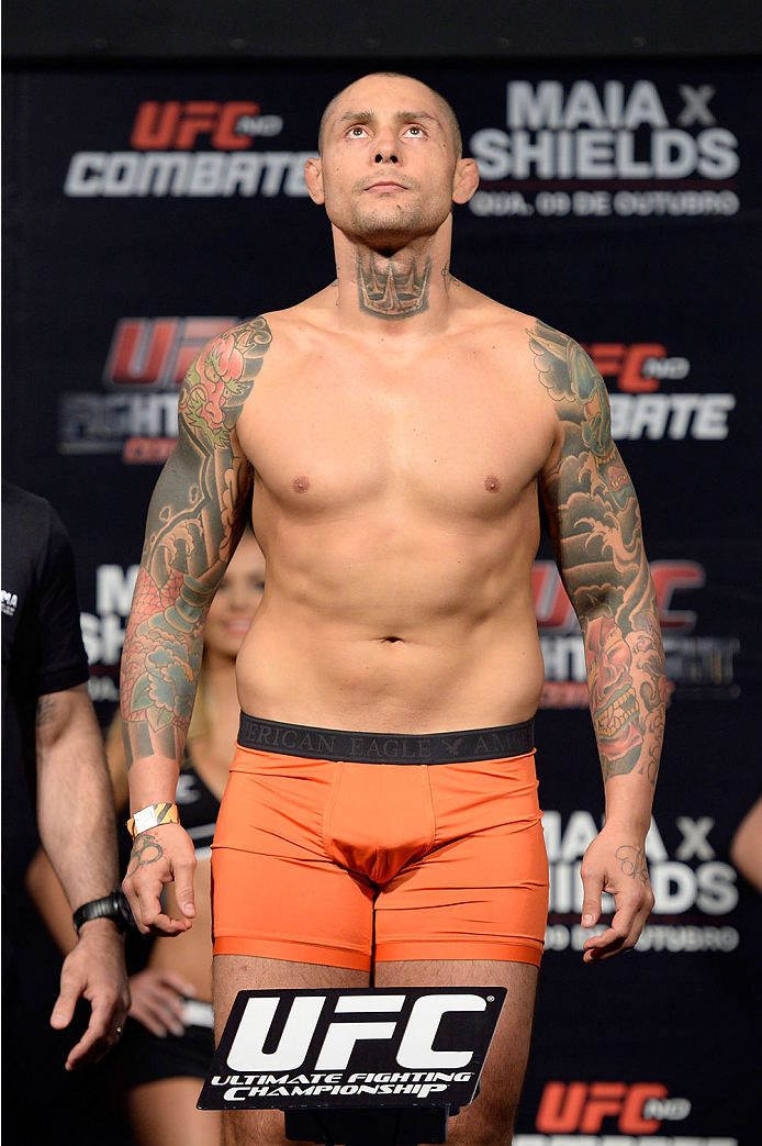 BARUERI, BRAZIL - OCTOBER 8:  Thiago Silva weighs-in during the UFC Fight Night: Maia v Shields weigh-in at the Ginasio Jose Correa on October 8, 2013 in Barueri, Sao Paulo, Brazil. (Photo by Jeff Bottari/Zuffa LLC/Zuffa LLC via Getty Images)