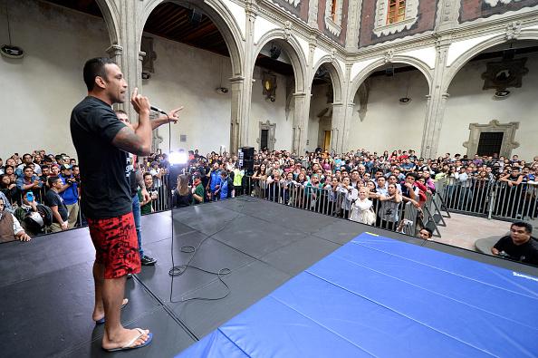 MEXICO CITY, MEXICO - NOVEMBER 12: Fabricio Werdum interacts with the fans during the UFC 180 open workouts at the Interactive Museum of Economics on November 12, 2014 in Mexico City, Mexico. (Photo by Jeff Bottari/Zuffa LLC/Zuffa LLC via Getty Images)