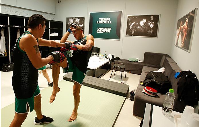 BUENOS AIRES, ARGENTINA - MAY 28: Leonardo Rodriguez warms up before facing Yasser Castillo during the filming of The Ultimate Fighter Latin America: Team Liddell vs Team Griffin on May 28, 2016 in Buenos Aires, Argentina. (Photo by Gabriel Rossi/Zuffa L