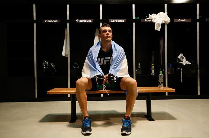 BUENOS AIRES, ARGENTINA - MAY 28: Javier Ganin prepares to enter the Octagon before facing Martin Bravo during the filming of The Ultimate Fighter Latin America: Team Liddell vs Team Griffin on May 28, 2016 in Buenos Aires, Argentina. (Photo by Gabriel R