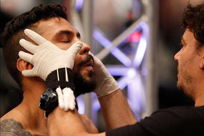 BUENOS AIRES, ARGENTINA - JUNE 4: Ilianovich Chalo prepares to enter the Octagon before facing Martin Bravo during the filming of The Ultimate Fighter Latin America: Team Liddell vs Team Griffin on June 4, 2016 in Buenos Aires, Argentina. (Photo by Gabri