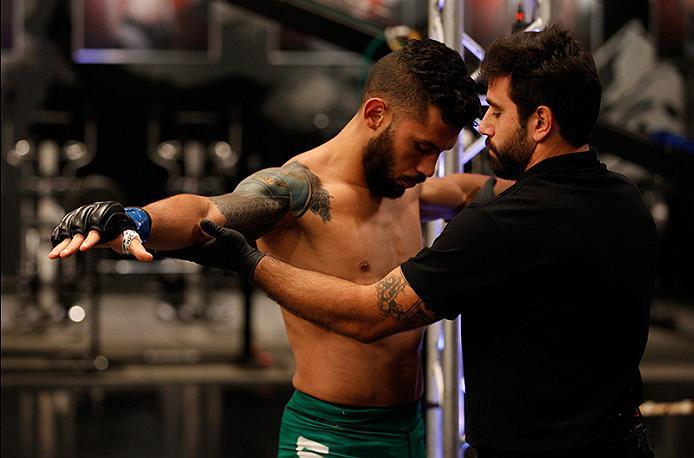 BUENOS AIRES, ARGENTINA - JUNE 4: Ilianovich Chalo prepares to enter the Octagon before facing Martin Bravo during the filming of The Ultimate Fighter Latin America: Team Liddell vs Team Griffin on June 4, 2016 in Buenos Aires, Argentina. (Photo by Gabri