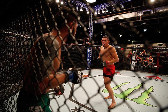 BUENOS AIRES, ARGENTINA - JUNE 4: (R-L) Martin Bravo circles Ilianovich Chalo during the filming of The Ultimate Fighter Latin America: Team Liddell vs Team Griffin on June 4, 2016 in Buenos Aires, Argentina. (Photo by Gabriel Rossi/Zuffa LLC/Zuffa LLC v