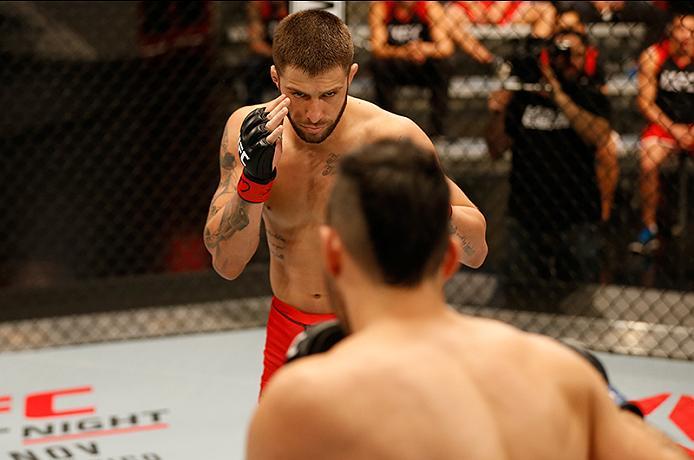 BUENOS AIRES, ARGENTINA - MAY 26: (L-R) Marcelo Rojo circles Juan Villaseca during the filming of The Ultimate Fighter Latin America: Team Liddell vs Team Griffin on May 26, 2016 in Buenos Aires, Argentina. (Photo by Gabriel Rossi/Zuffa LLC/Zuffa LLC via
