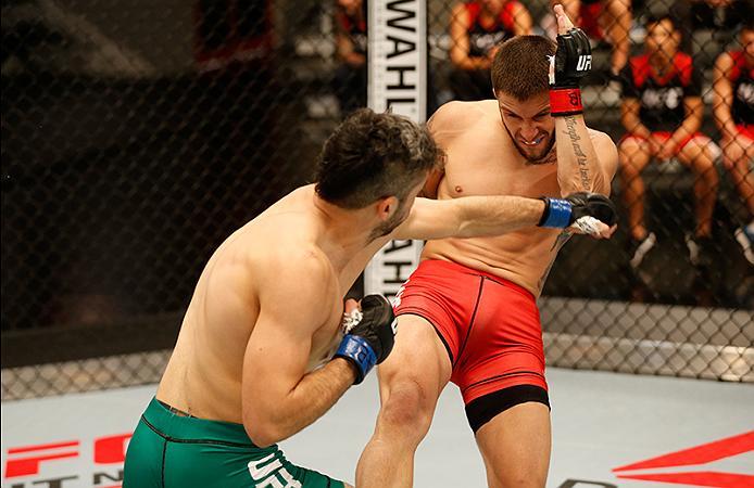 BUENOS AIRES, ARGENTINA - MAY 26: (L-R) Juan Villaseca punches Marcelo Rojo during the filming of The Ultimate Fighter Latin America: Team Liddell vs Team Griffin on May 26, 2016 in Buenos Aires, Argentina. (Photo by Gabriel Rossi/Zuffa LLC/Zuffa LLC via