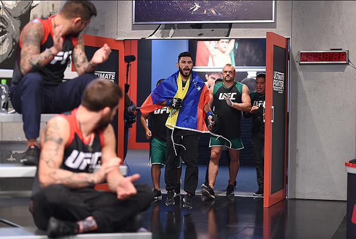 BUENOS AIRES, ARGENTINA - MAY 24: Ilianovich Chalo prepares to enter the Octagon before facing Miguel Villegas during the filming of The Ultimate Fighter Latin America: Team Liddell vs Team Griffin on May 24, 2016 in Buenos Aires, Argentina. (Photo by Am