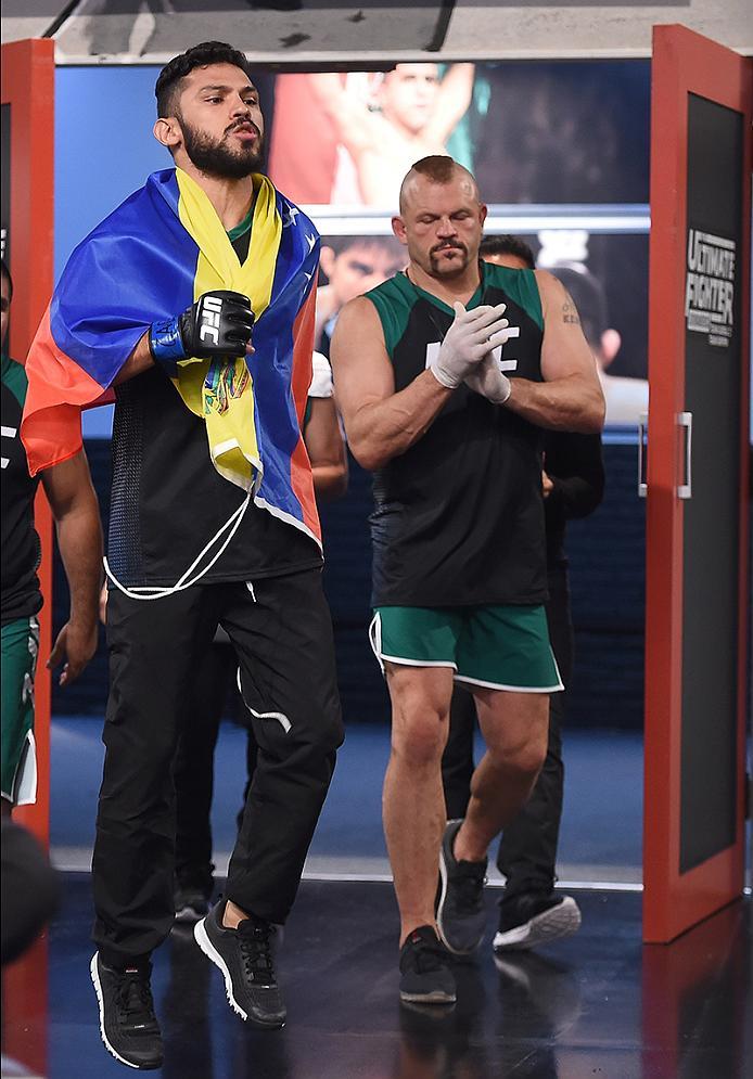 BUENOS AIRES, ARGENTINA - MAY 24: Ilianovich Chalo prepares to enter the Octagon before facing Miguel Villegas during the filming of The Ultimate Fighter Latin America: Team Liddell vs Team Griffin on May 24, 2016 in Buenos Aires, Argentina. (Photo by Am