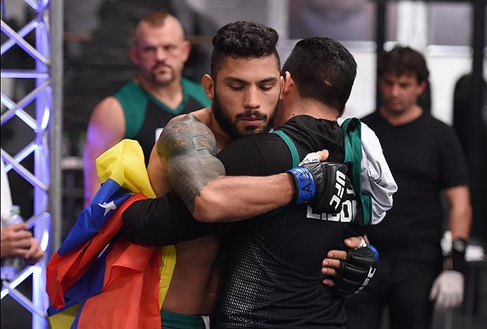 BUENOS AIRES, ARGENTINA - MAY 24: Ilianovich Chalo prepares to enter the Octagon before facing Miguel Villegas during the filming of The Ultimate Fighter Latin America: Team Liddell vs Team Griffin on May 24, 2016 in Buenos Aires, Argentina. (Photo by Am