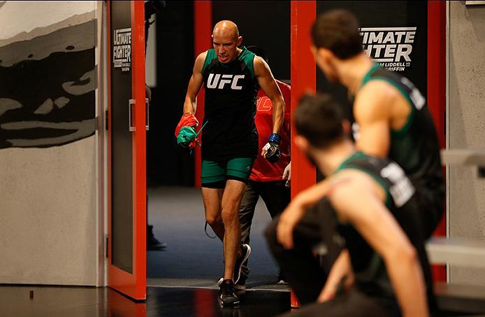 BUENOS AIRES, ARGENTINA - MAY 28: Fabian Quintana prepares to enter the Octagon before facing Alejandro Martinez during the filming of The Ultimate Fighter Latin America: Team Liddell vs Team Griffin on May 28, 2016 in Buenos Aires, Argentina. (Photo by