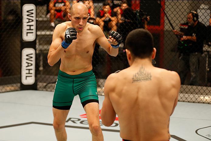 BUENOS AIRES, ARGENTINA - MAY 28: (L-R) Fabian Quintana circles Alejandro Martinez during the filming of The Ultimate Fighter Latin America: Team Liddell vs Team Griffin on May 28, 2016 in Buenos Aires, Argentina. (Photo by Gabriel Rossi/Zuffa LLC/Zuffa