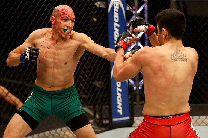 BUENOS AIRES, ARGENTINA - MAY 28: (L-R) Fabian Quintana punches Alejandro Martinez during the filming of The Ultimate Fighter Latin America: Team Liddell vs Team Griffin on May 28, 2016 in Buenos Aires, Argentina. (Photo by Gabriel Rossi/Zuffa LLC/Zuffa
