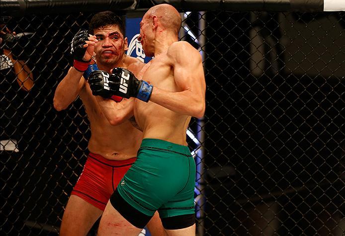 BUENOS AIRES, ARGENTINA - MAY 28: (R-L) Fabian Quintana punches Alejandro Martinez during the filming of The Ultimate Fighter Latin America: Team Liddell vs Team Griffin on May 28, 2016 in Buenos Aires, Argentina. (Photo by Gabriel Rossi/Zuffa LLC/Zuffa