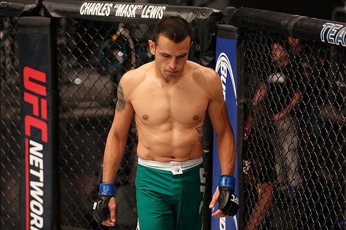 BUENOS AIRES, ARGENTINA - JUNE 11: Leonardo Rodriguez enters the Octagon before facing Martin Bravo during the filming of The Ultimate Fighter Latin America: Team Liddell vs Team Griffin on June 11, 2016 in Buenos Aires, Argentina. (Photo by Gabriel Ross