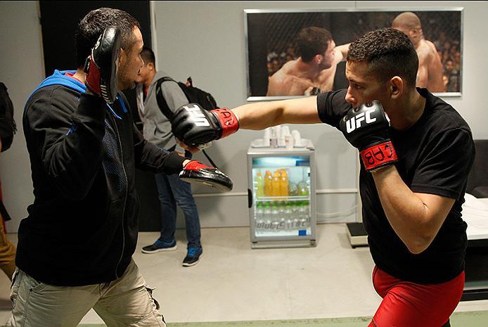 BUENOS AIRES, ARGENTINA - JUNE 11: Martin Bravo warms up before facing Leonardo Rodriguez during the filming of The Ultimate Fighter Latin America: Team Liddell vs Team Griffin on June 11, 2016 in Buenos Aires, Argentina. (Photo by Gabriel Rossi/Zuffa LL