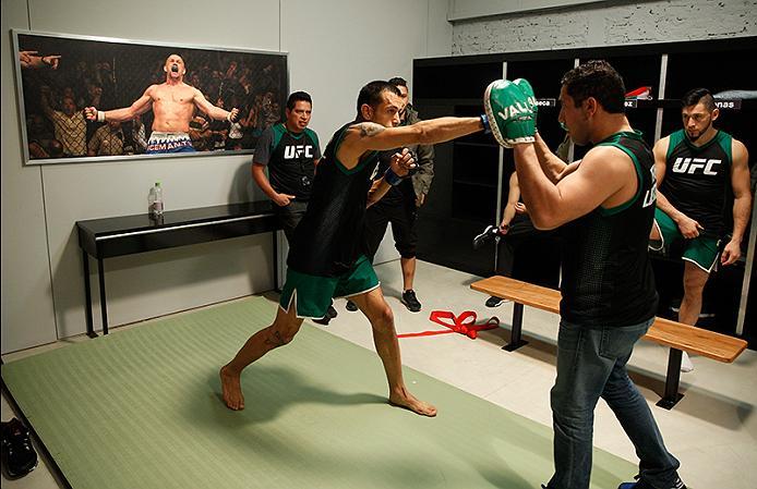 BUENOS AIRES, ARGENTINA - JUNE 11: Leonardo Rodriguez warms up before facing Martin Bravo during the filming of The Ultimate Fighter Latin America: Team Liddell vs Team Griffin on June 11, 2016 in Buenos Aires, Argentina. (Photo by Gabriel Rossi/Zuffa LL