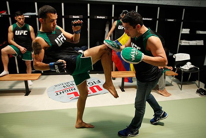 BUENOS AIRES, ARGENTINA - JUNE 11: Leonardo Rodriguez warms up before facing Martin Bravo during the filming of The Ultimate Fighter Latin America: Team Liddell vs Team Griffin on June 11, 2016 in Buenos Aires, Argentina. (Photo by Gabriel Rossi/Zuffa LL
