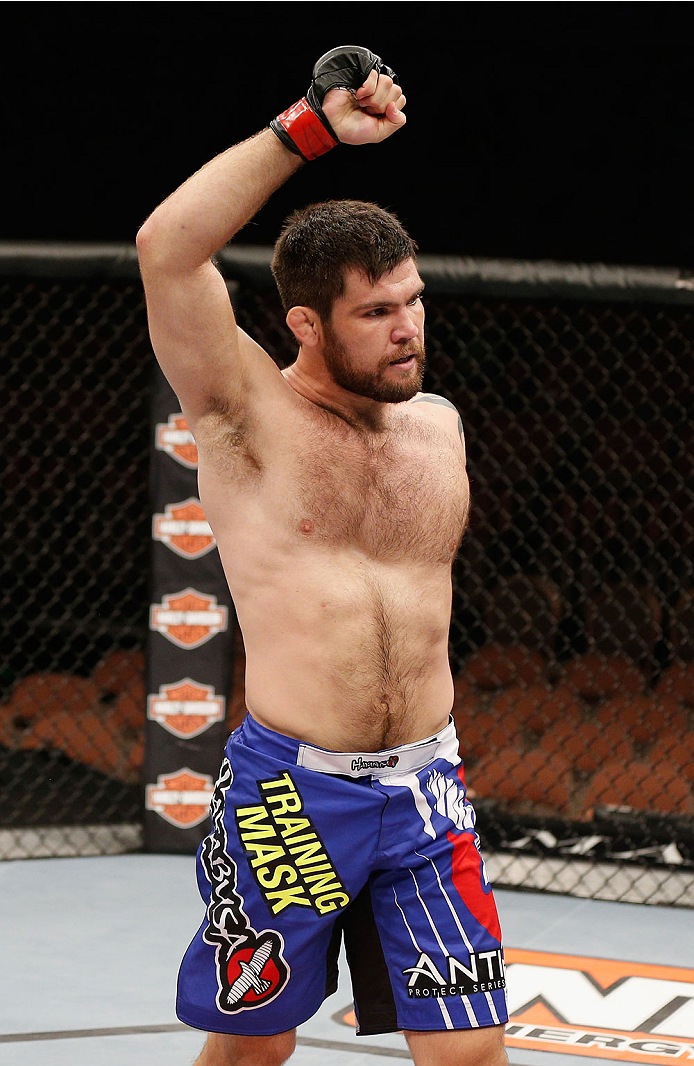 LAS VEGAS, NV - JULY 06:  Robert Drysdale celebrates after defeating Keith Berish in their light heavyweight fight during the The Ultimate Fighter Finale inside the Mandalay Bay Events Center on July 6, 2014 in Las Vegas, Nevada.  (Photo by Josh Hedges/Zu