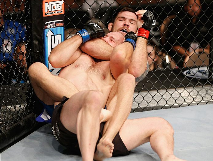 LAS VEGAS, NV - JULY 06:  Robert Drysdale (top) submits Keith Berish in their light heavyweight fight during the The Ultimate Fighter Finale inside the Mandalay Bay Events Center on July 6, 2014 in Las Vegas, Nevada.  (Photo by Josh Hedges/Zuffa LLC/Zuffa