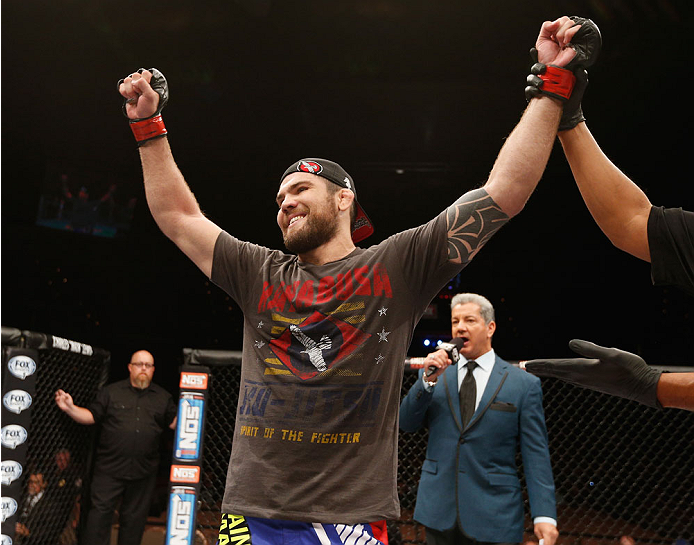 LAS VEGAS, NV - JULY 06:  Robert Drysdale celebrates defeating Keith Berish in their light heavyweight fight during the The Ultimate Fighter Finale inside the Mandalay Bay Events Center on July 6, 2014 in Las Vegas, Nevada.  (Photo by Josh Hedges/Zuffa LL