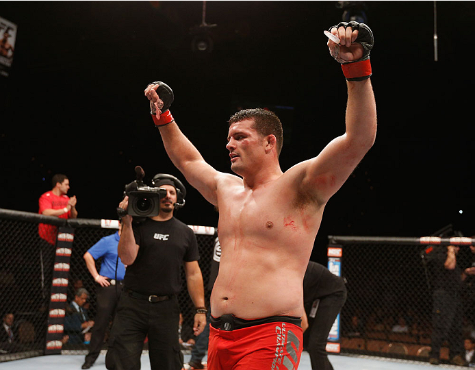 LAS VEGAS, NV - JULY 06: Patrick Walsh celebrates after defeating Daniel Spohn in their light heavyweight fight during the Ultimate Fighter Finale inside the Mandalay Bay Events Center on July 6, 2014 in Las Vegas, Nevada. (Photo by Josh Hedges/Zuffa LL