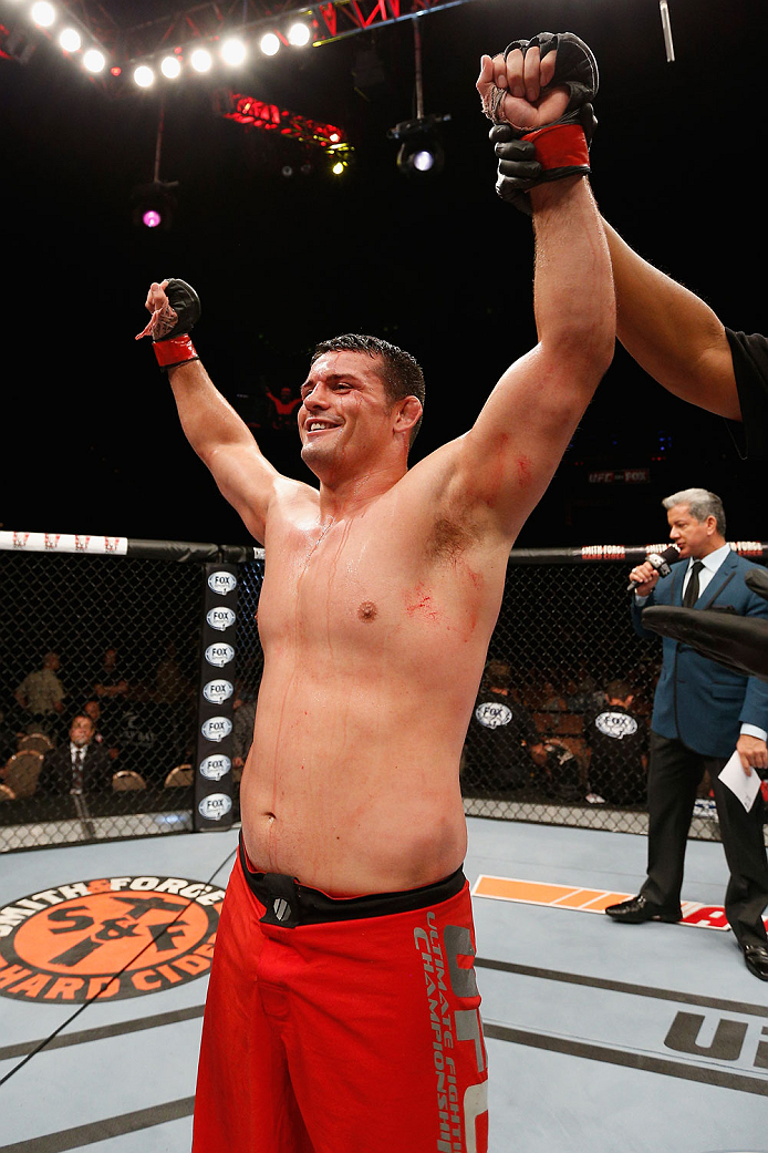 LAS VEGAS, NV - JULY 06: Patrick Walsh celebrates after defeating Daniel Spohn in their light heavyweight fight during the Ultimate Fighter Finale inside the Mandalay Bay Events Center on July 6, 2014 in Las Vegas, Nevada. (Photo by Josh Hedges/Zuffa LL