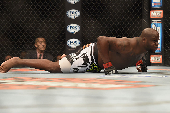 LAS VEGAS, NV - JULY 06: Derrick Lewis celebrates after defeating Guto Inocente in their middleweight fight during the Ultimate Fighter Finale inside the Mandalay Bay Events Center on July 6, 2014 in Las Vegas, Nevada. (Photo by Jeff Bottari/Zuffa LLC/Z