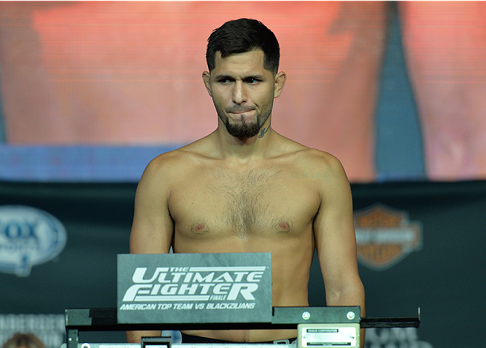 LAS VEGAS, NEVADA - JULY 11:   Jorge Masvidal steps onto the scale during the TUF 21 Finale Weigh-in at the UFC Fan Expo in the Sands Expo and Convention Center on July 11, 2015 in Las Vegas Nevada. (Photo by Brandon Magnus/Zuffa LLC/Zuffa LLC via Getty I