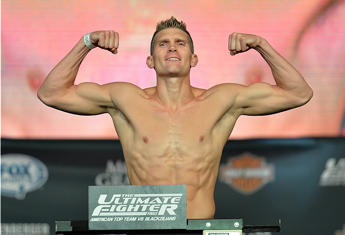 LAS VEGAS, NEVADA - JULY 11:   Stephen Thompson steps onto the scale during the TUF 21 Finale Weigh-in at the UFC Fan Expo in the Sands Expo and Convention Center on July 11, 2015 in Las Vegas Nevada. (Photo by Brandon Magnus/Zuffa LLC/Zuffa LLC via Getty