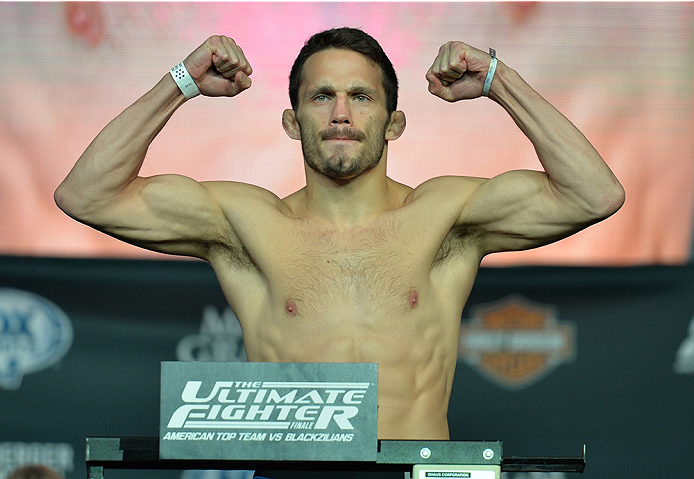 LAS VEGAS, NEVADA - JULY 11: Jake Ellenberger steps onto the scale during the TUF 21 Finale Weigh-in at the UFC Fan Expo in the Sands Expo and Convention Center on July 11, 2015 in Las Vegas Nevada. (Photo by Brandon Magnus/Zuffa LLC/Zuffa LLC via Getty