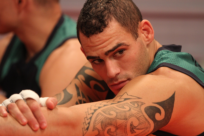 SAO PAULO, BRAZIL - FEBRUARY 11: Santiago Ponzinibbio has his hands wrapped before his preliminary fight against Marcio "Pedra" Santos during filming of season two of The Ultimate Fighter Brazil on February 11, 2013 in Sao Paulo, Brazil. (Photo by Luiz P