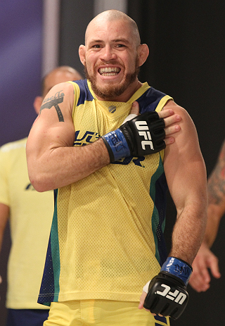 SAO PAULO, BRAZIL - FEBRUARY 11: Marcio "Pedra" Santos enters the gym before his preliminary fight against Santiago Ponzinibbio during filming of season two of The Ultimate Fighter Brazil on February 11, 2013 in Sao Paulo, Brazil. (Photo by Luiz Pires Di