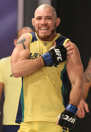 SAO PAULO, BRAZIL - FEBRUARY 11:  Marcio "Pedra" Santos enters the gym before his preliminary fight against Santiago Ponzinibbio during filming of season two of The Ultimate Fighter Brazil on February 11, 2013 in Sao Paulo, Brazil. (Photo by Luiz Pires Di