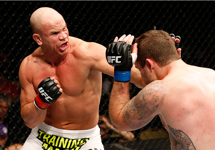 QUEBEC CITY, CANADA - APRIL 16: (L-R) Ryan Jimmo punches Sean O'Connell in their light heavyweight fight during the TUF Nations Finale at Colisee Pepsi on April 16, 2014 in Quebec City, Quebec, Canada. (Photo by Josh Hedges/Zuffa LLC/Zuffa LLC via Getty