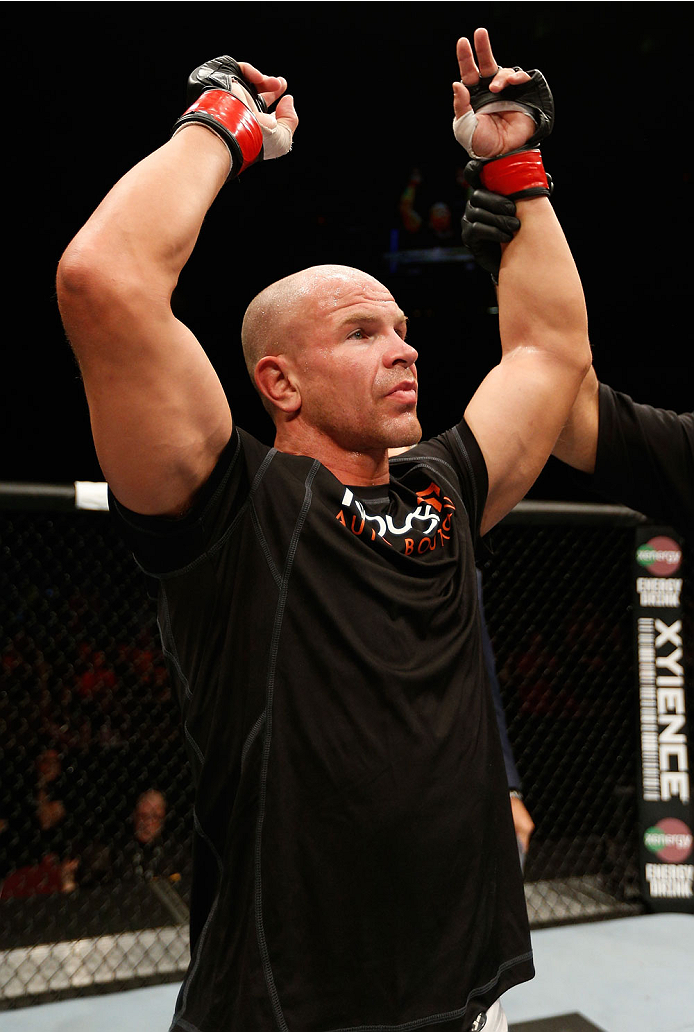 QUEBEC CITY, CANADA - APRIL 16:  Ryan Jimmo reacts after his knockout victory over Sean O'Connell in their light heavyweight fight during the TUF Nations Finale at Colisee Pepsi on April 16, 2014 in Quebec City, Quebec, Canada. (Photo by Josh Hedges/Zuffa