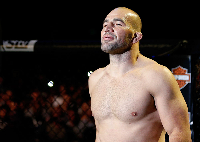 BALTIMORE, MD - APRIL 26: Glover Teixeira is introduced before his light heavyweight championship bout against Jon "Bones" Jones during the UFC 172 event at the Baltimore Arena on April 26, 2014 in Baltimore, Maryland. (Photo by Josh Hedges/Zuffa LLC/Zuf