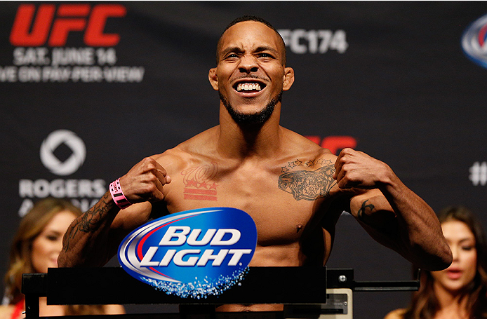 VANCOUVER, BC - JUNE 13:  Mike Easton weighs in during the UFC 174 weigh-in at Rogers Arena on June 13, 2014 in Vancouver, Canada.  (Photo by Josh Hedges/Zuffa LLC/Zuffa LLC via Getty Images)