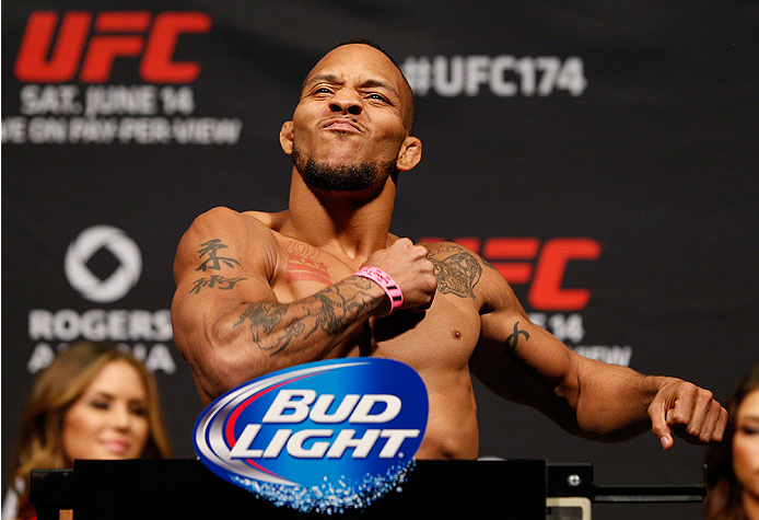 VANCOUVER, BC - JUNE 13:  Mike Easton weighs in during the UFC 174 weigh-in at Rogers Arena on June 13, 2014 in Vancouver, Canada.  (Photo by Josh Hedges/Zuffa LLC/Zuffa LLC via Getty Images)