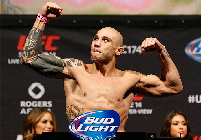 VANCOUVER, BC - JUNE 13:  Daniel Sarafian weighs in during the UFC 174 weigh-in at Rogers Arena on June 13, 2014 in Vancouver, Canada.  (Photo by Josh Hedges/Zuffa LLC/Zuffa LLC via Getty Images)