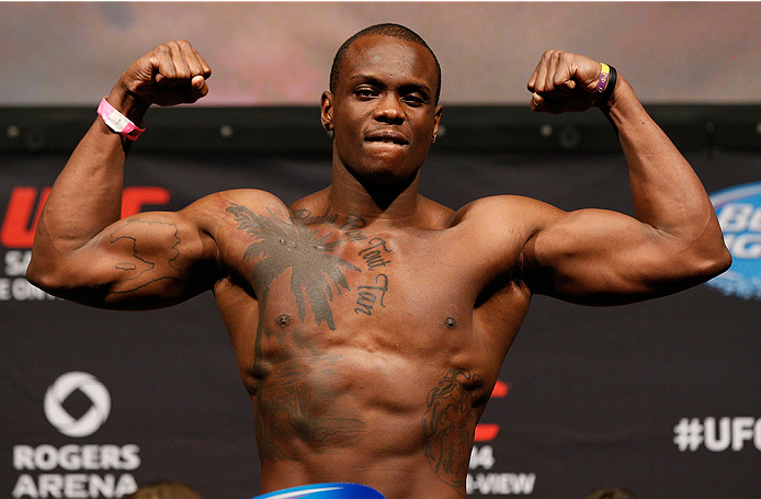 VANCOUVER, BC - JUNE 13: Ovince Saint Preux weighs in during the UFC 174 weigh-in at Rogers Arena on June 13, 2014 in Vancouver, Canada. (Photo by Josh Hedges/Zuffa LLC/Zuffa LLC via Getty Images)