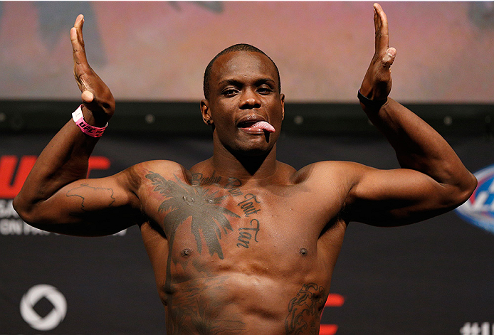 VANCOUVER, BC - JUNE 13:  Ovince Saint Preux weighs in during the UFC 174 weigh-in at Rogers Arena on June 13, 2014 in Vancouver, Canada.  (Photo by Josh Hedges/Zuffa LLC/Zuffa LLC via Getty Images)