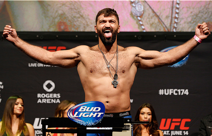 VANCOUVER, BC - JUNE 13:  Andrei Arlovski weighs in during the UFC 174 weigh-in at Rogers Arena on June 13, 2014 in Vancouver, Canada.  (Photo by Josh Hedges/Zuffa LLC/Zuffa LLC via Getty Images)