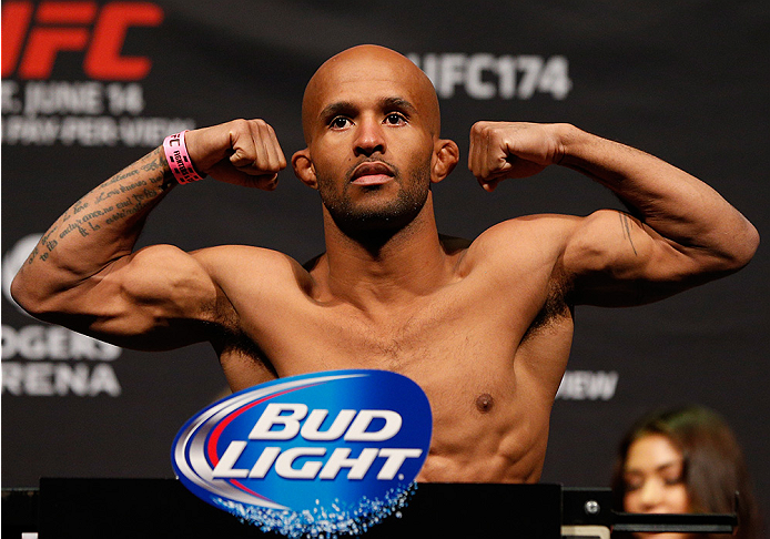 VANCOUVER, BC - JUNE 13: UFC flyweight champion Demetrious "Mighty Mouse" Johnson weighs in during the UFC 174 weigh-in at Rogers Arena on June 13, 2014 in Vancouver, Canada. (Photo by Josh Hedges/Zuffa LLC/Zuffa LLC via Getty Images)