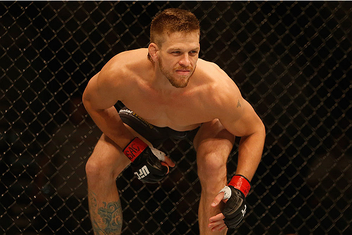 LAS VEGAS, NV - MAY 23:  Mike Pyle prepares to face Colby Covington in their welterweight bout during the UFC 187 event at the MGM Grand Garden Arena on May 23, 2015 in Las Vegas, Nevada.  (Photo by Christian Petersen/Zuffa LLC/Zuffa LLC via Getty Images)