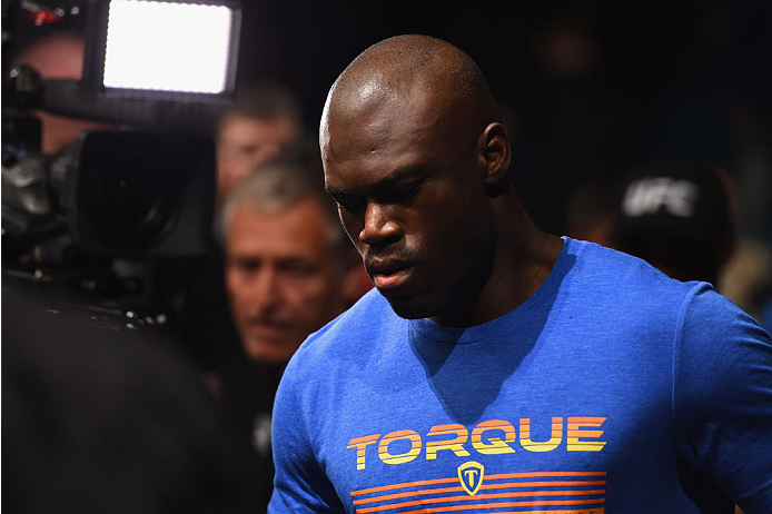 LAS VEGAS, NV - MAY 23:  Uriah Hall walks to the Octagon to face Rafael Natal of BraRafael Natal  in their middleweight bout during the UFC 187 event at the MGM Grand Garden Arena on May 23, 2015 in Las Vegas, Nevada.  (Photo by Josh Hedges/Zuffa LLC/Zuff